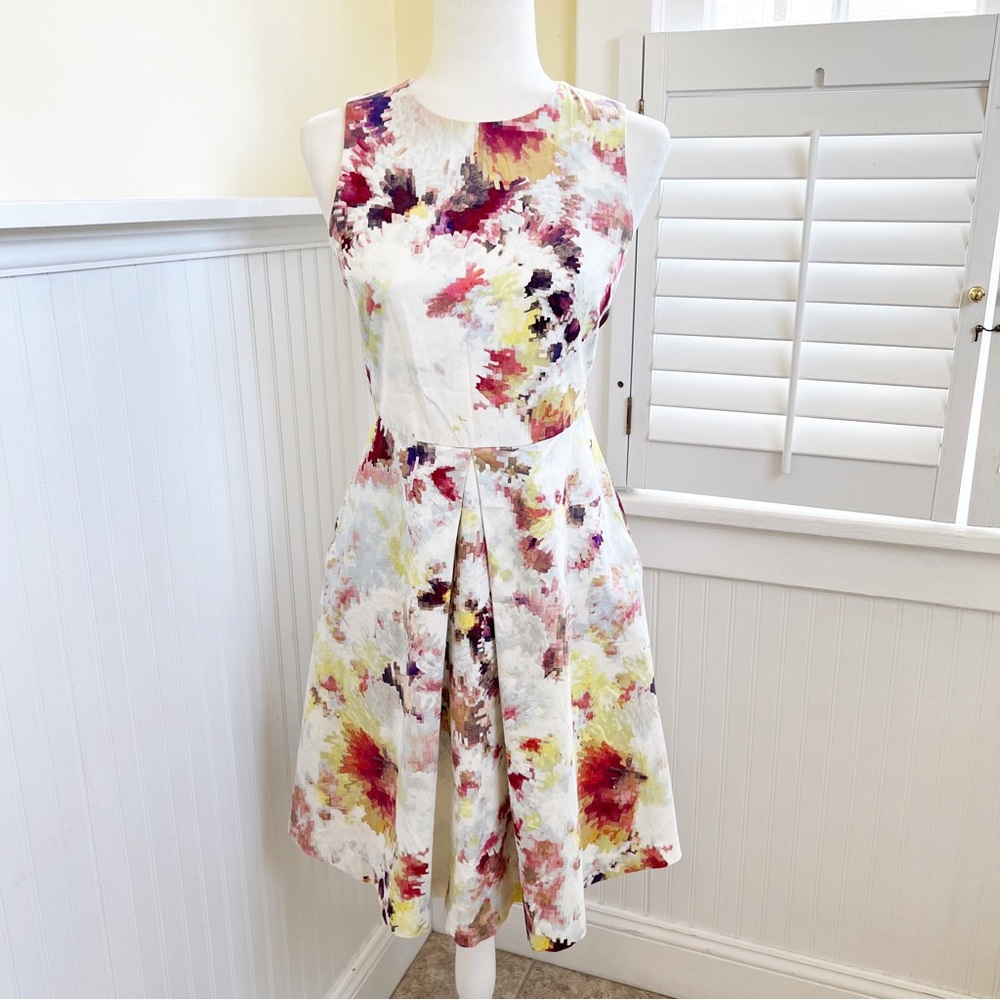 Hunter Bell Cream & Multicolor Sleeveless Cutout Fit N Flare Kukka Dress Size 8
